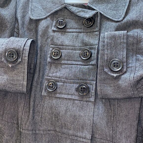 Sandro Double Breasted Peacoat In Grey - Picture 7 of 11